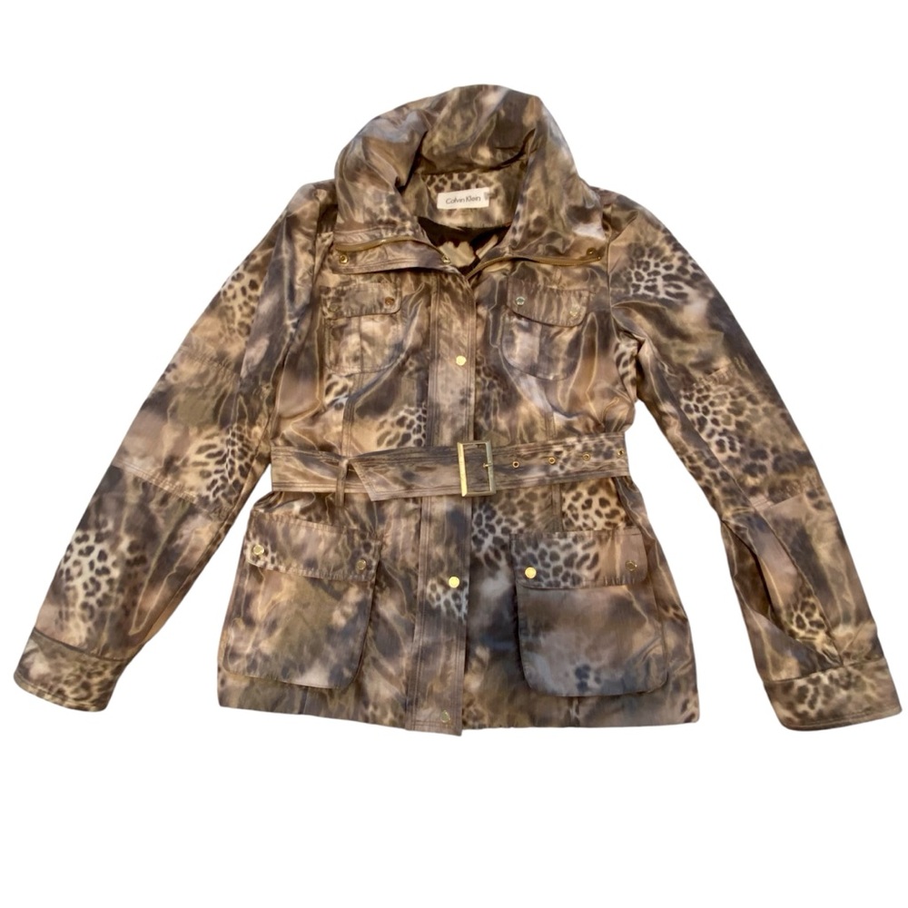 Calvin Klein Women’s Camo + Leopard Print Jacket Size M Mixed Print Lightweight